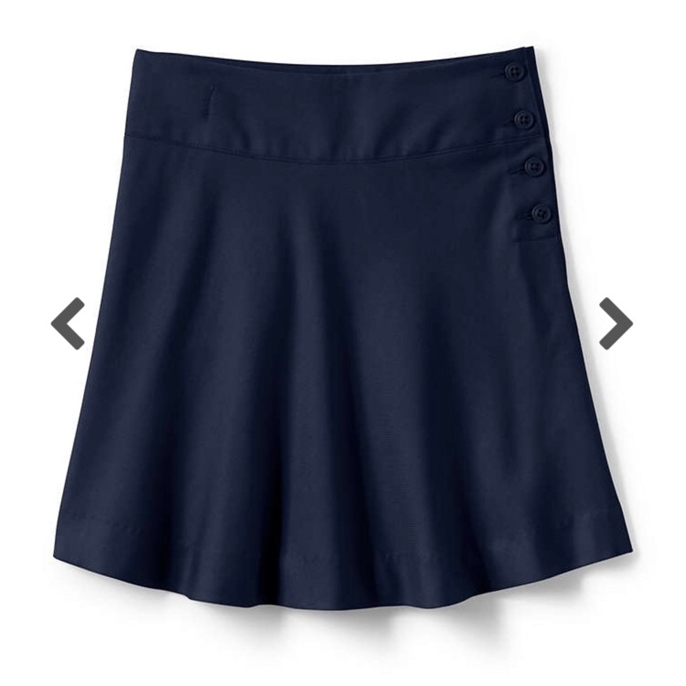 NEW Lands End Side Button Uniform Skirt Navy